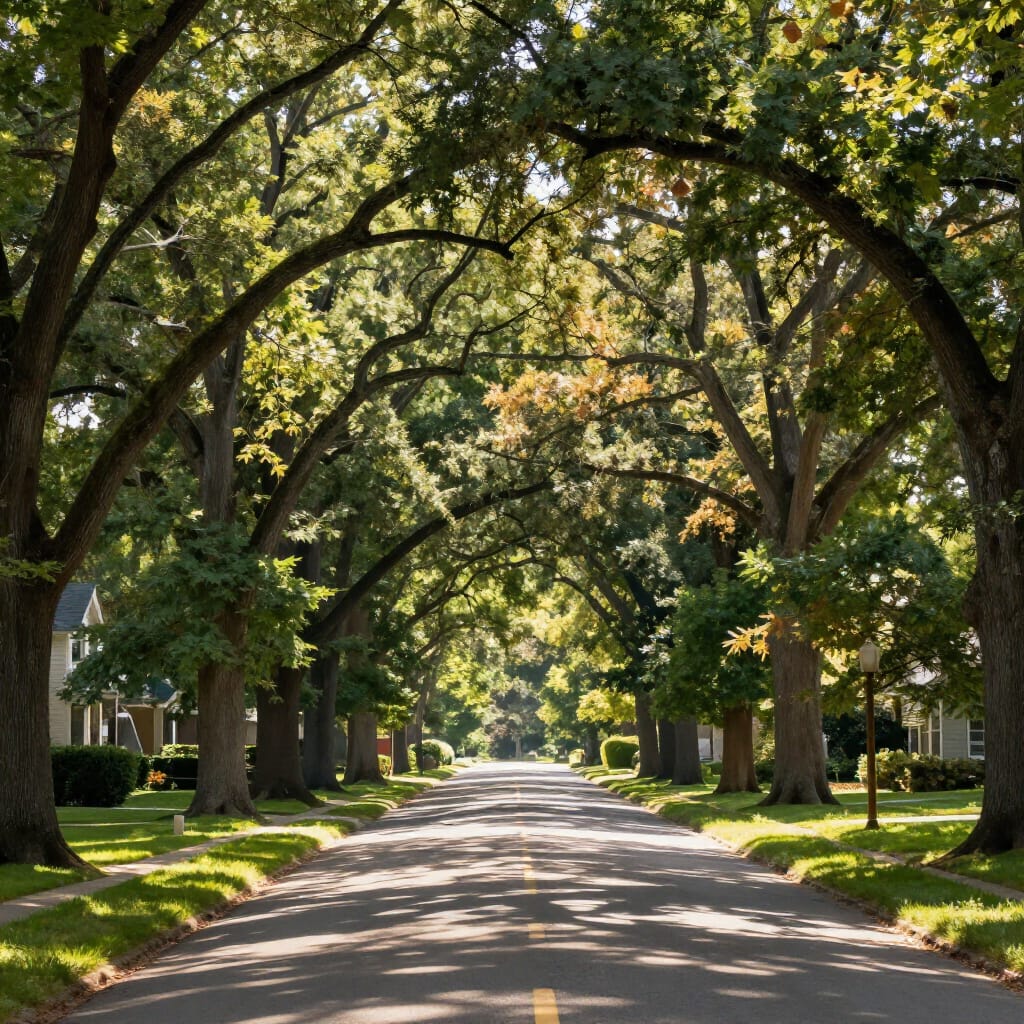 Tree-lined St. Louis neighborhood street